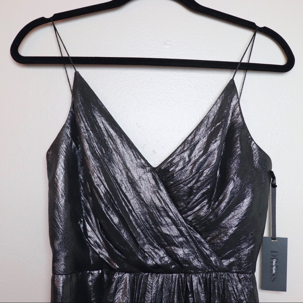 VERA WANG Hoiday Metallic Silver Chiffon Gown - Picture 4 of 7